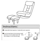 Beige Boucle Upholstered 360 Swivel Armless Manual Leisure Recliner Set with Ottoman, Adjustable Headrest and Backrest