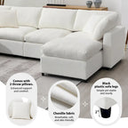 Beige 130 Chenille Cloud U-Shaped Sleeper Sectional Sofa, 6-Piece Modular Design