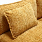 Yellow 112.2 L-Shaped 4-Seat Sectional Sofa in Modern Boucle Fabric with Removable Cushions and Detachable Armrests