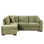Green 84.75 L-Shaped 5-Seat Sleeper Sofa with Storage