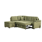 Green 84.75 L-Shaped 5-Seat Sleeper Sofa with Storage