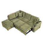 Green 84.75 L-Shaped 5-Seat Sleeper Sofa with Storage