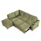 Green 84.75 L-Shaped 5-Seat Sleeper Sofa with Storage