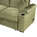 Green 84.75 L-Shaped 5-Seat Sleeper Sofa with Storage