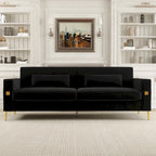Modern 85.63 Velvet 3-seater Sofa with Gold Accents and Plush Cushions for Living Room