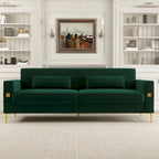 Modern 85.63 Velvet 3-seater Sofa with Gold Accents and Plush Cushions for Living Room