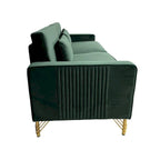 Modern 85.63 Velvet 3-seater Sofa with Gold Accents and Plush Cushions for Living Room