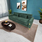 Modern 85.63 Velvet 3-seater Sofa with Gold Accents and Plush Cushions for Living Room