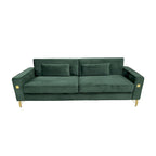 Modern 85.63 Velvet 3-seater Sofa with Gold Accents and Plush Cushions for Living Room