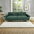 Modern 85.63 Velvet 3-seater Sofa with Gold Accents and Plush Cushions for Living Room