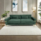 Modern 85.63 Velvet 3-seater Sofa with Gold Accents and Plush Cushions for Living Room