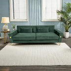 Modern 85.63 Velvet 3-seater Sofa with Gold Accents and Plush Cushions for Living Room