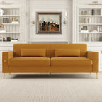 Modern 85.63 Velvet 3-seater Sofa with Gold Accents and Plush Cushions for Living Room