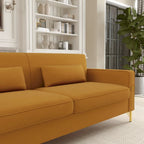 Modern 85.63 Velvet 3-seater Sofa with Gold Accents and Plush Cushions for Living Room