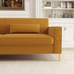 Modern 85.63 Velvet 3-seater Sofa with Gold Accents and Plush Cushions for Living Room