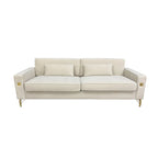Modern 85.63 Velvet 3-seater Sofa with Gold Accents and Plush Cushions for Living Room