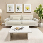 Modern 85.63 Velvet 3-seater Sofa with Gold Accents and Plush Cushions for Living Room