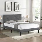Letto imbottito queen size con robusto supporto a doghe in legno