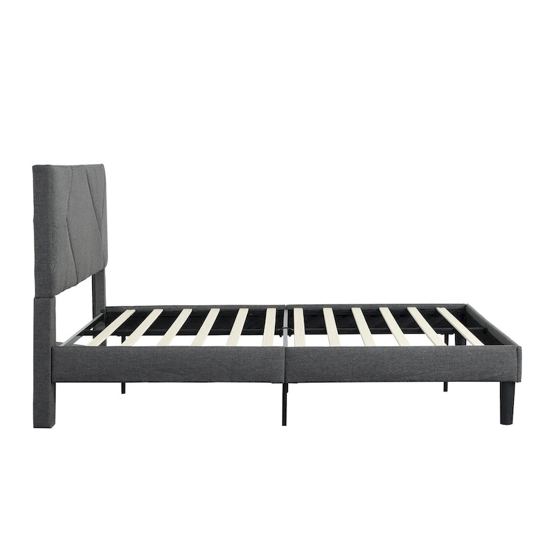 Letto imbottito queen size con robusto supporto a doghe in legno