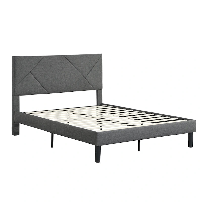 Letto imbottito queen size con robusto supporto a doghe in legno