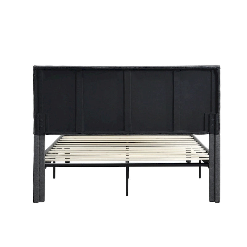 Letto imbottito queen size con robusto supporto a doghe in legno