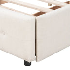 Queen Size Linen Button Tufted Platform Bed Frame with 4 Storage Drawers