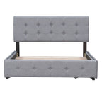 Queen Size Linen Button Tufted Platform Bed Frame with 4 Storage Drawers