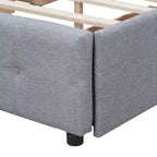 Queen Size Linen Button Tufted Platform Bed Frame with 4 Storage Drawers