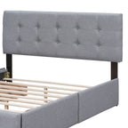 Queen Size Linen Button Tufted Platform Bed Frame with 4 Storage Drawers