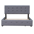 Queen Size Linen Button Tufted Platform Bed Frame with 4 Storage Drawers