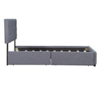 Queen Size Linen Button Tufted Platform Bed Frame with 4 Storage Drawers