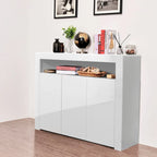 Modern Storage Cabinet with LED Light, Shelves and 3 Doors for Hallway, Dining Room