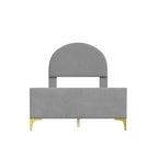 Twin Velvet Platform Bed with Semi-Circle Headboard