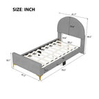 Twin Velvet Platform Bed with Semi-Circle Headboard