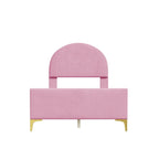 Twin Velvet Platform Bed with Semi-Circle Headboard