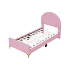 Twin Velvet Platform Bed with Semi-Circle Headboard