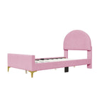 Twin Velvet Platform Bed with Semi-Circle Headboard