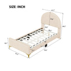 Twin Velvet Platform Bed with Semi-Circle Headboard