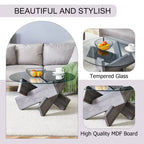 33.4 Modern Round Coffee Table with Clear Tempered Glass Top and MDF Legs for Living Room