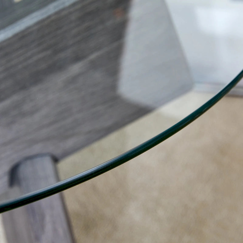 33.4 Modern Round Coffee Table with Clear Tempered Glass Top and MDF Legs for Living Room