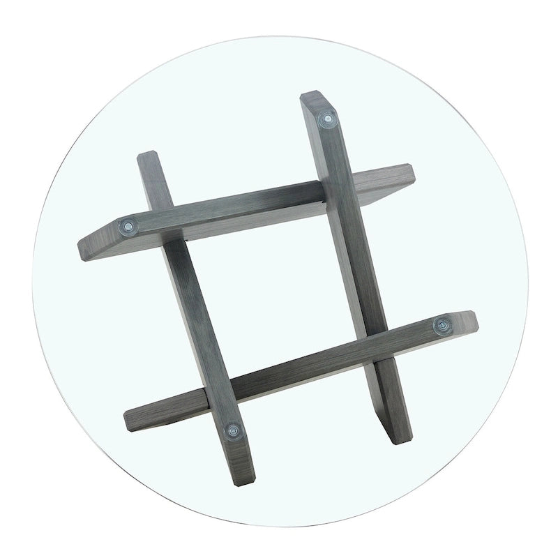 33.4 Modern Round Coffee Table with Clear Tempered Glass Top and MDF Legs for Living Room