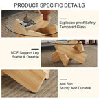 33.4 Modern Round Coffee Table with Clear Tempered Glass Top and MDF Legs for Living Room