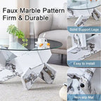 33.4 Modern Round Coffee Table with Clear Tempered Glass Top and MDF Legs for Living Room