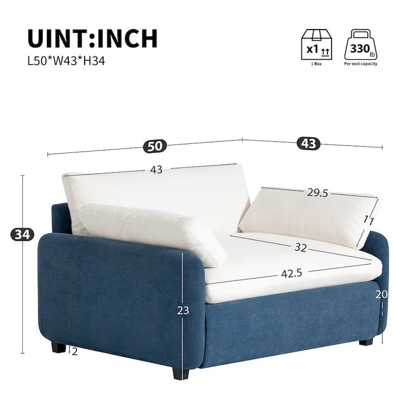 50 Oversized Chenille Upholstered Single Sofa Chair