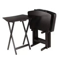 5pc Anila Fan Shape Snack Table Coffee - Winsome: Solid Wood Folding Tables, Beveled Edges, Storage Rack