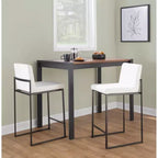 LumiSource Set di 3 Sgabelli da Bar Fuji con Schienale Alto Altezza Bancone Acciaio Nero/PU Bianco