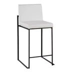 LumiSource Set di 3 Sgabelli da Bar Fuji con Schienale Alto Altezza Bancone Acciaio Nero/PU Bianco