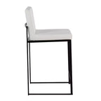 LumiSource Set di 3 Sgabelli da Bar Fuji con Schienale Alto Altezza Bancone Acciaio Nero/PU Bianco