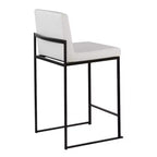 LumiSource Set di 3 Sgabelli da Bar Fuji con Schienale Alto Altezza Bancone Acciaio Nero/PU Bianco
