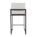 LumiSource Set di 3 Sgabelli da Bar Fuji con Schienale Alto Altezza Bancone Acciaio Nero/PU Bianco
